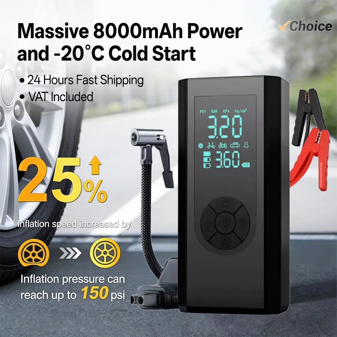 3-in-1 Jump Starter + Inflator + Power Bank