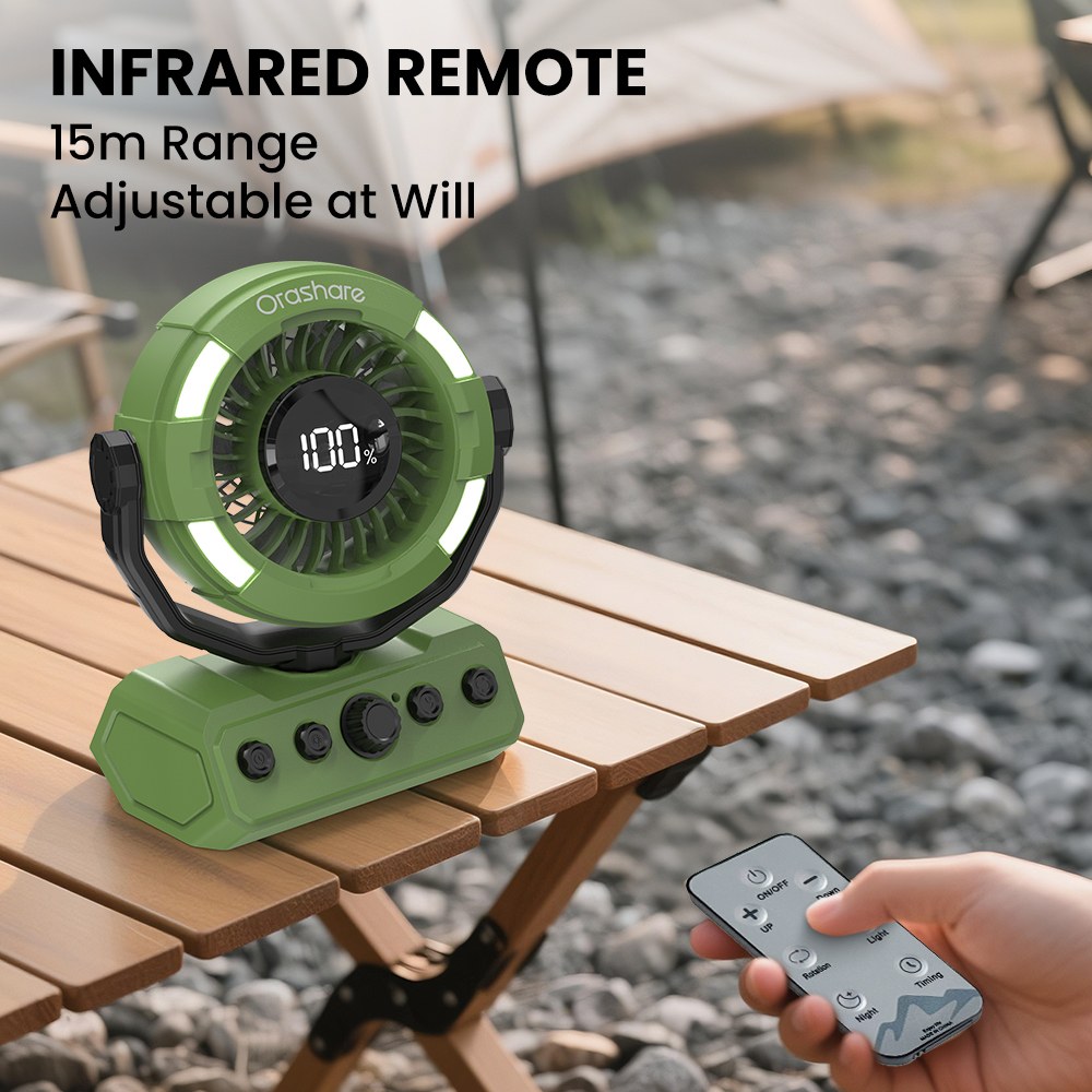 Rechargeable Camping Fan + LED Light